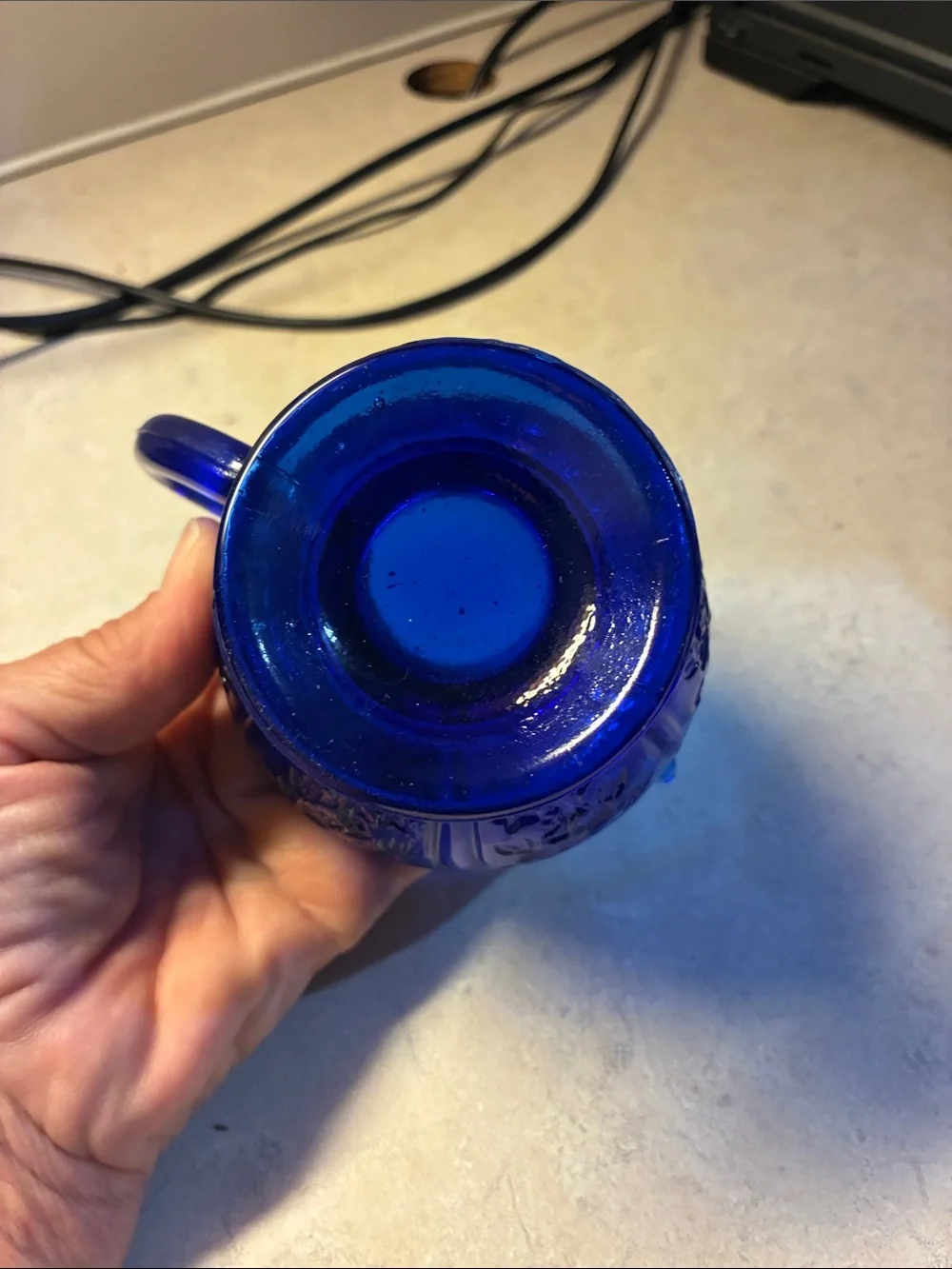 Cobalt Blue Glass Sugar and Creamer Set - Classic Decorative Serving